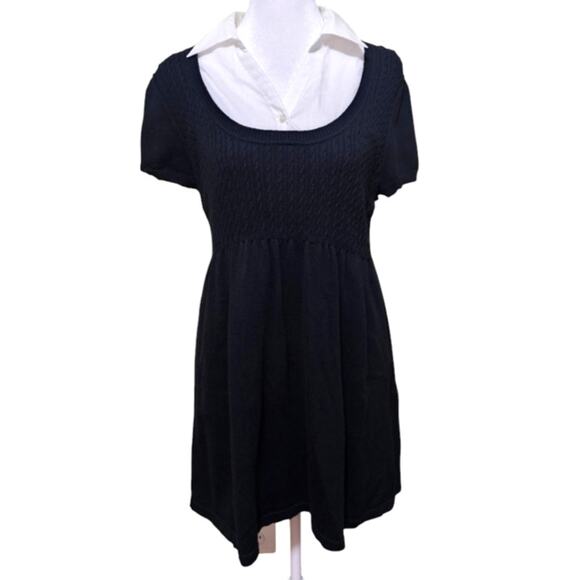 Vintage Sonoma Tunic Sweater Women's Size L Black Cable Knit Y2K Preppy Casual - Picture 1 of 8